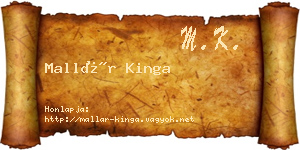 Mallár Kinga névjegykártya